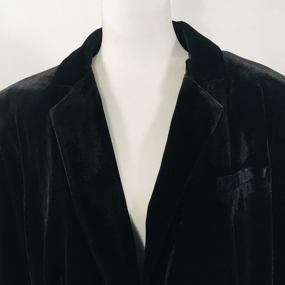 Calvin Klein Velvet Blazer Jacket Women's Plus Sz 22W Black One-Button Lined - Picture 5 of 15